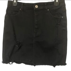 WAX JEAN Women's Size Medium Black Denim Distressed Jean Mini Skirt